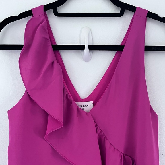 Everly Dress Slip Style Tank Top Pink with Ruffle Mini Skirt Lined W… - Picture 3 of 6